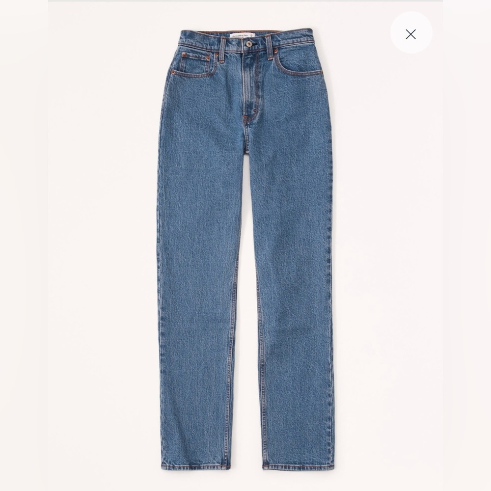 Abercrombie Curve Love 90s Straight Leg Jean in Dark Marble